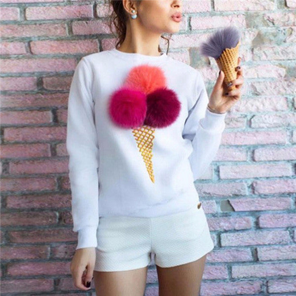 Women Sweatshirt Colorful Ice Cream